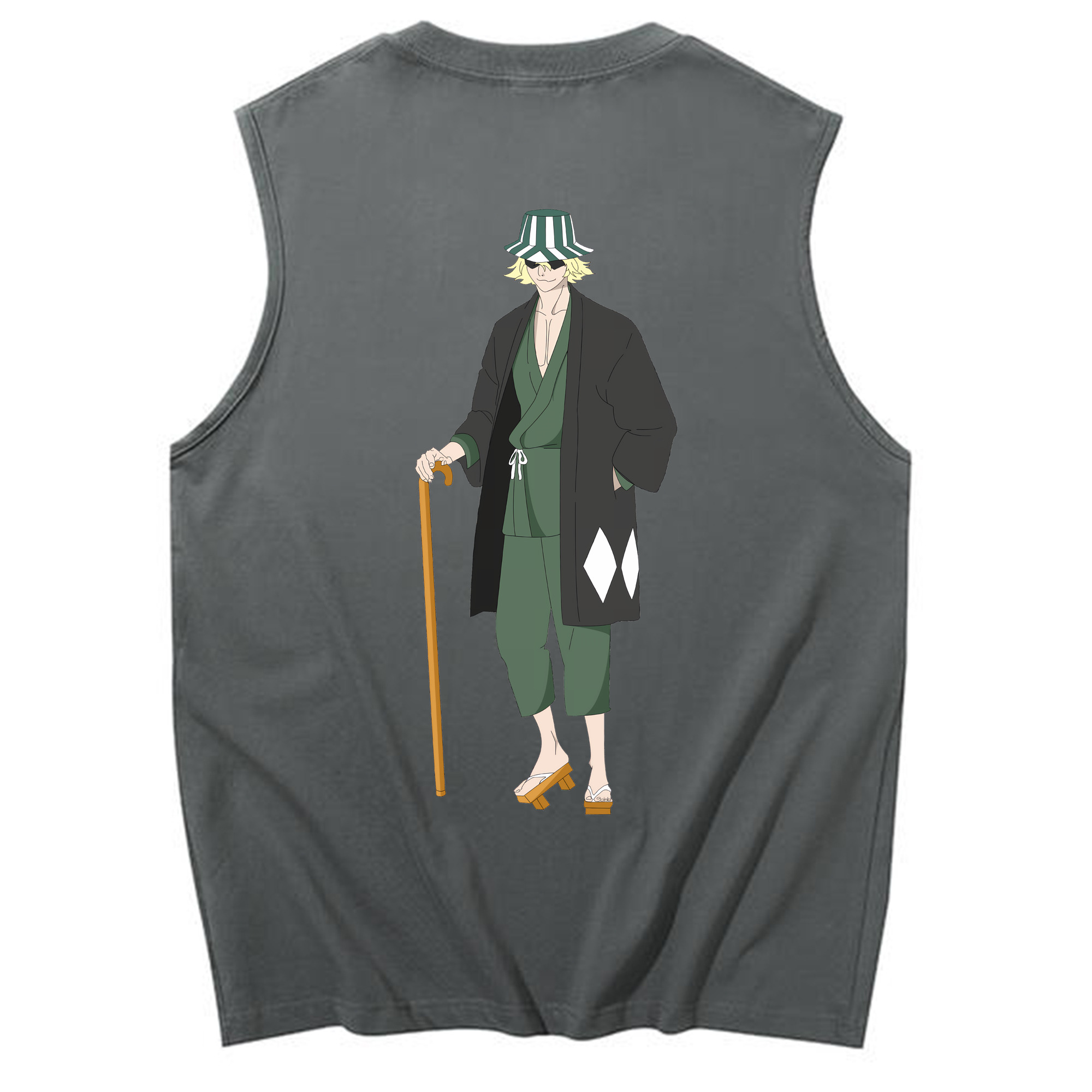 （画像用） "ブリーチ 浦原 喜助（うらはら きすけ） BLEACH Urahara Kisuke " コットン100％タンクトップ（背面プリント）